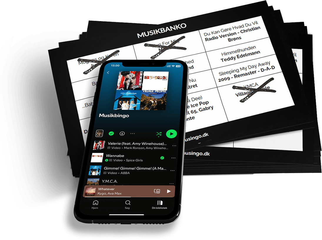 Bingo musical sur téléphone avec Spotify et cartes de bingo